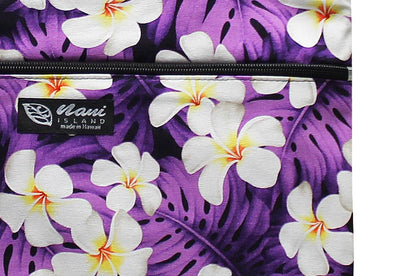 Tote Bag Zipper M - Modern Plumeria Purple