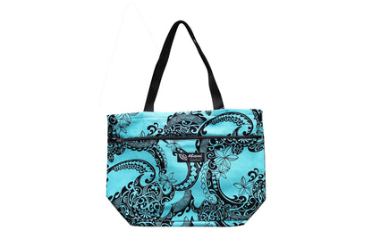 Tote Bag Zipper M - Tribal Tattoo Blue