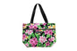 Tote Bag Zipper M - Tropical Plumeria Black