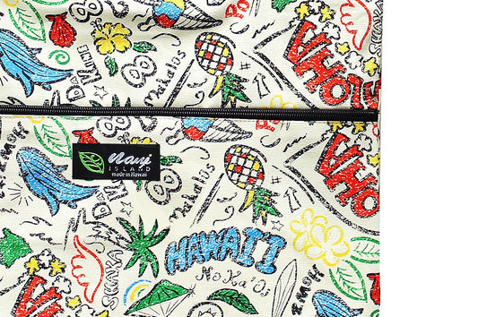 Tote Bag Zipper L - Hawaiian Fun Beige