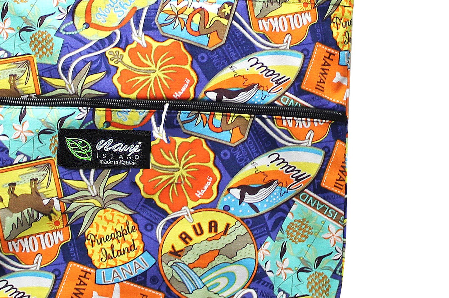 Tote Bag Zipper L - Aloha Tag Navy