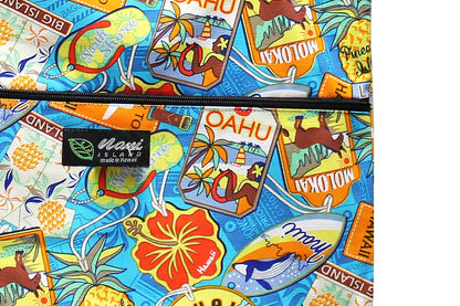 Tote Bag Zipper L - Aloha Tag Aqua