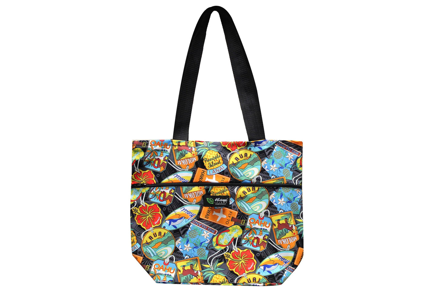 Tote Bag Zipper L - Aloha Tag Black