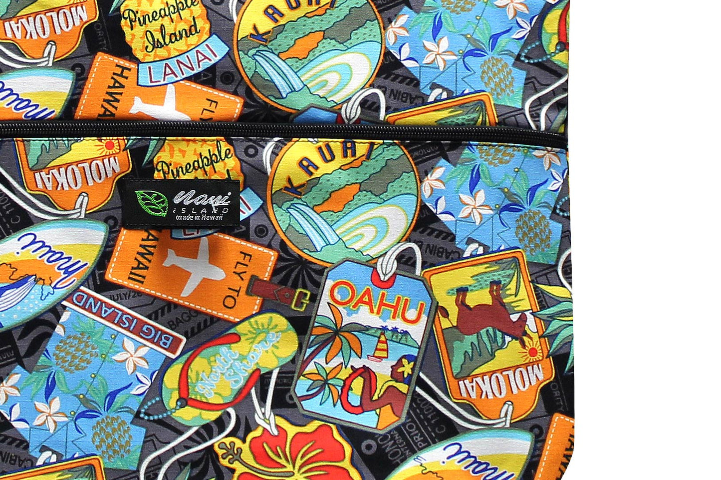 Tote Bag Zipper L - Aloha Tag Black