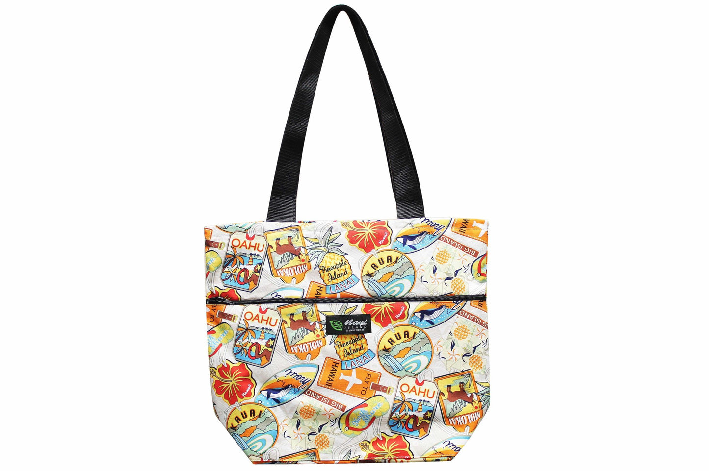 Tote Bag Zipper L - Aloha Tag Beige