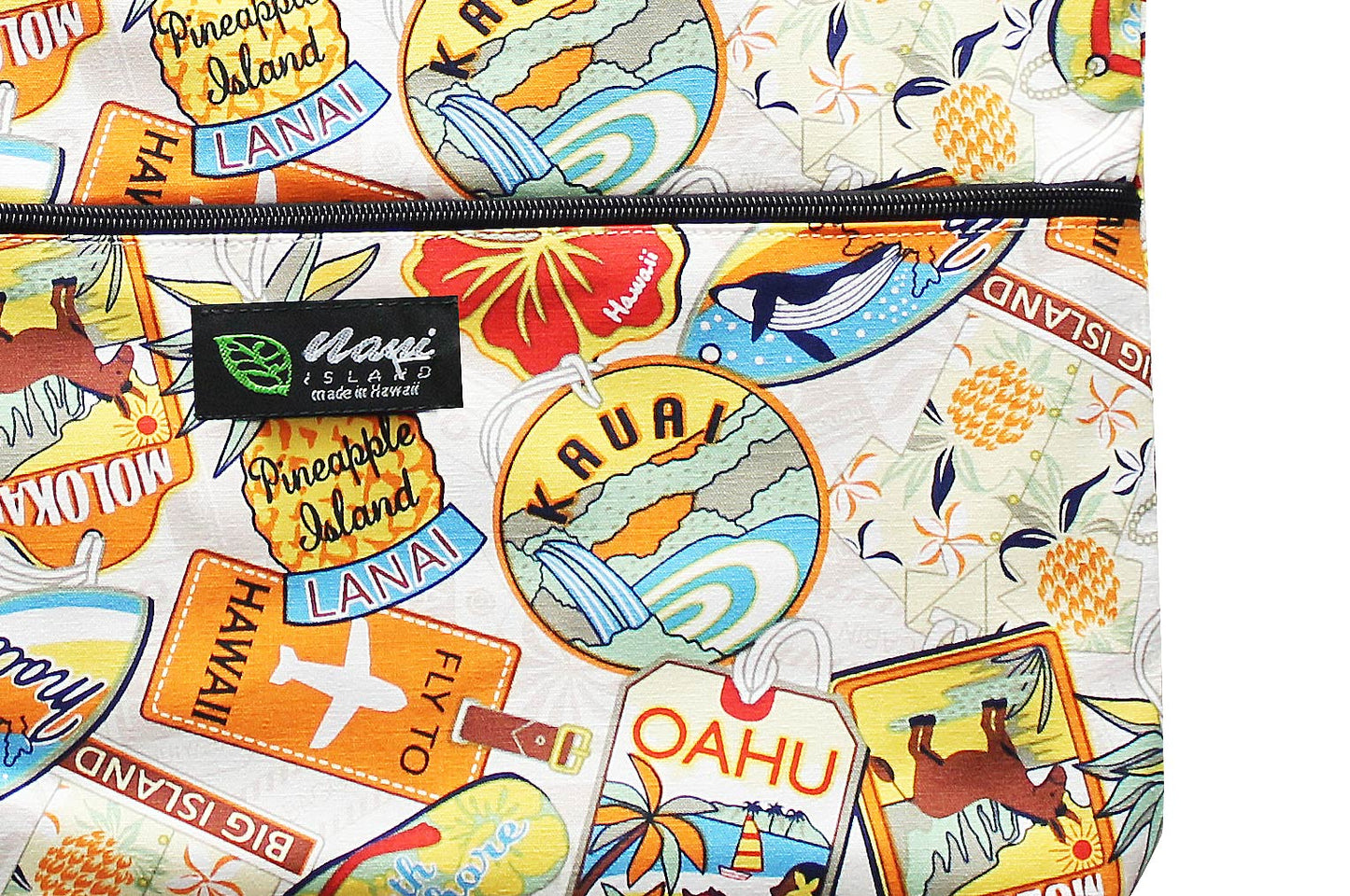 Tote Bag Zipper L - Aloha Tag Beige