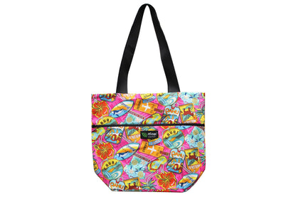 Tote Bag Zipper L - Aloha Tag Pink