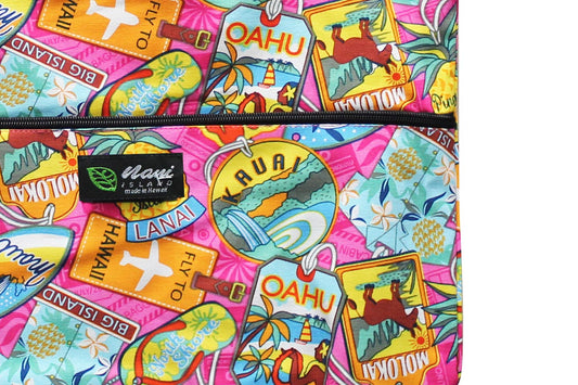 Tote Bag Zipper L - Aloha Tag Pink