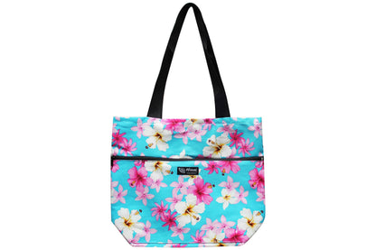 Tote Bag Zipper L - Dream of Flower Blue