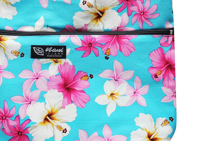 Tote Bag Zipper L - Dream of Flower Blue