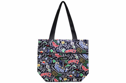 Tote Bag Zipper L - Hawaiian Fun Black