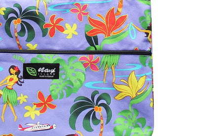 Tote Bag Zipper L - Hawaiian Hula Girl Purple