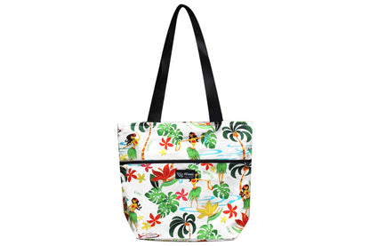 Tote Bag Zipper L - Hawaiian Hula Girl White