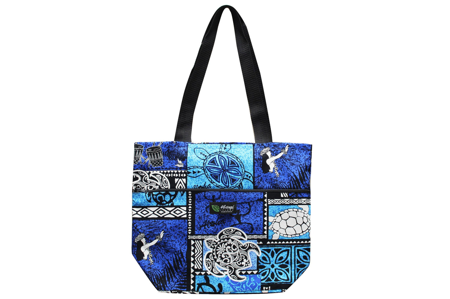 Tote Bag Zipper L - Honu Box Blue