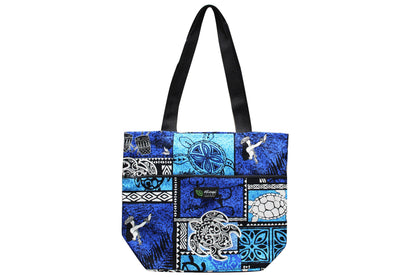 Tote Bag Zipper L - Honu Box Blue