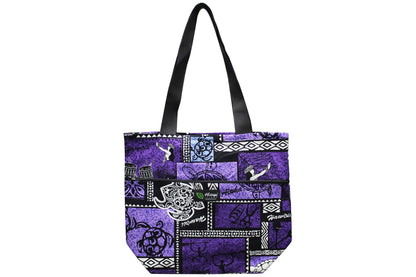 Tote Bag Zipper L - Honu Box Purple