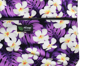 Tote Bag Zipper L - Modern Plumeria Purple