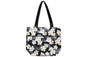 Tote Bag Zipper L - Modern Plumeria Black
