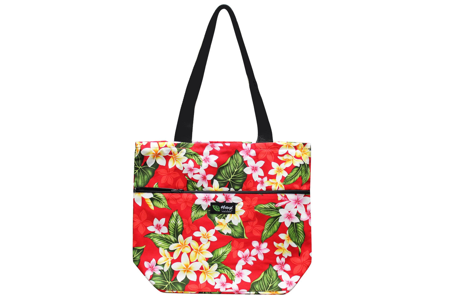Tote Bag Zipper L - New Plumeria Red
