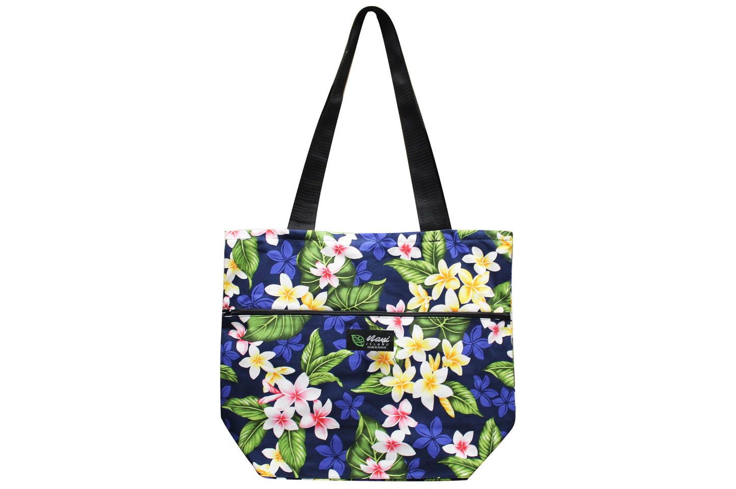 Tote Bag Zipper L - New Plumeria Navy