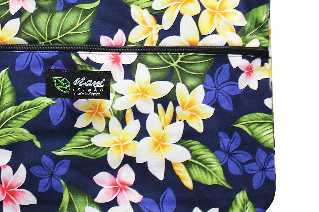 Tote Bag Zipper L - New Plumeria Navy