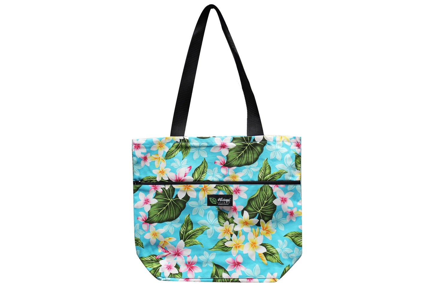 Tote Bag Zipper L - New Plumeria Turq