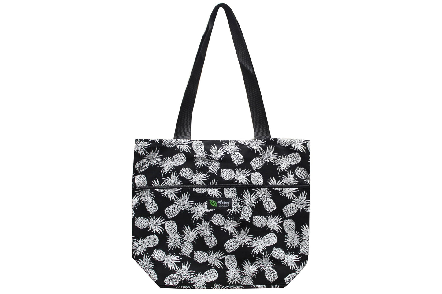 Tote Bag Zipper L - Pineapple Paradise Black