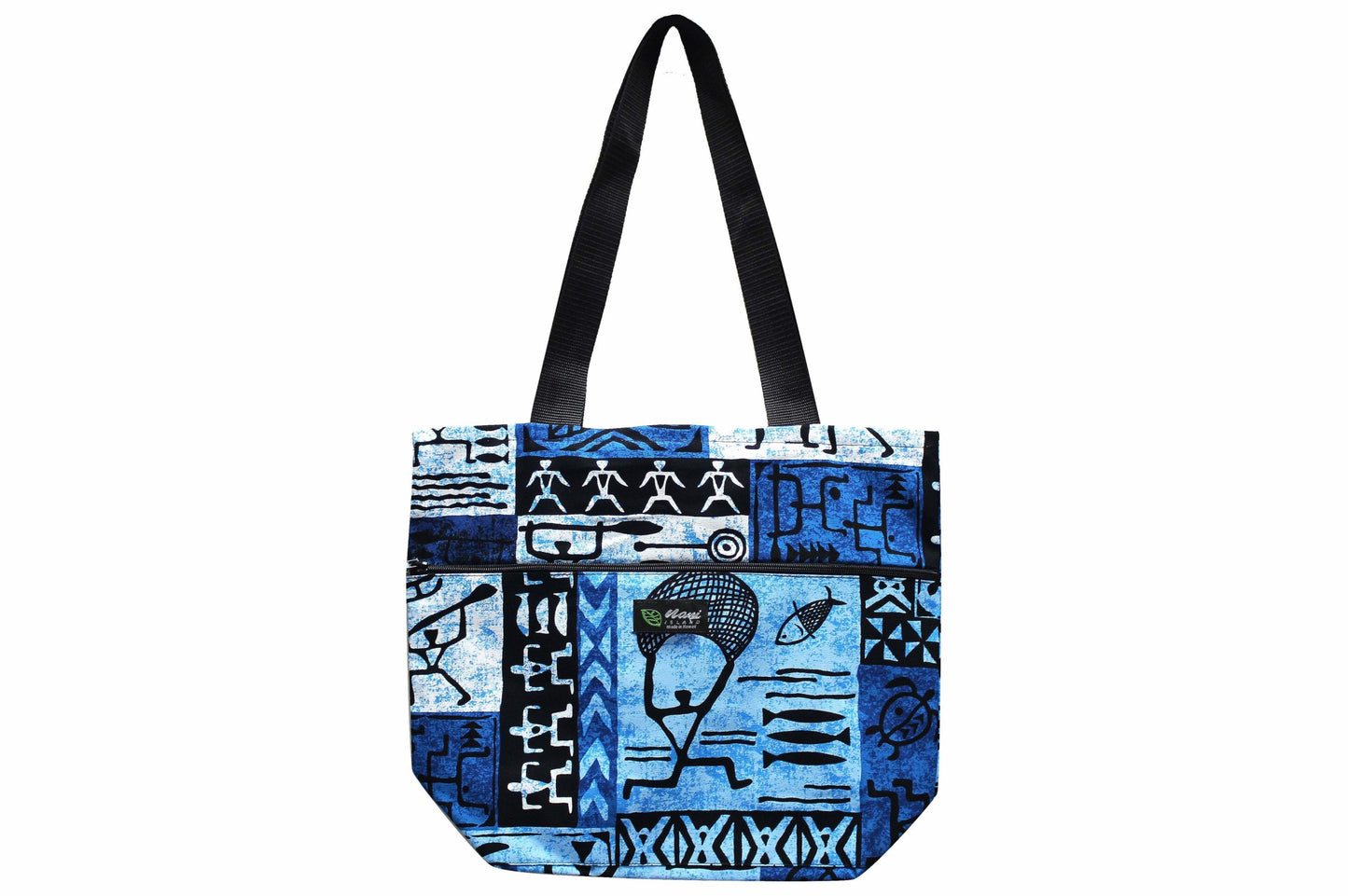 Tote Bag Zipper L - Stickman Blue