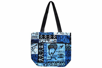 Tote Bag Zipper L - Stickman Blue