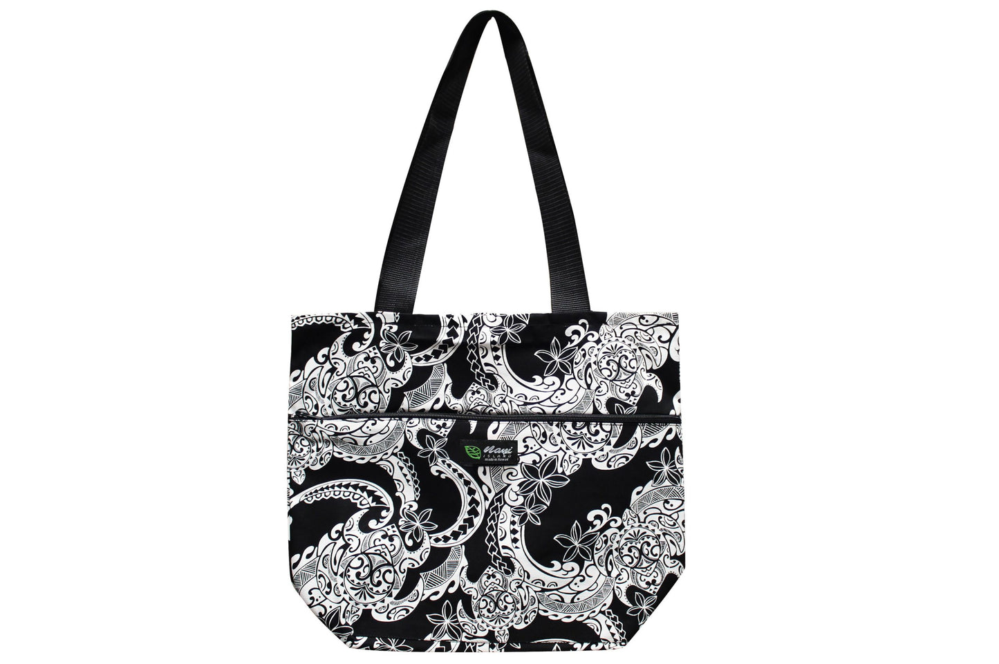 Tote Bag Zipper L - Tribal Tattoo Black