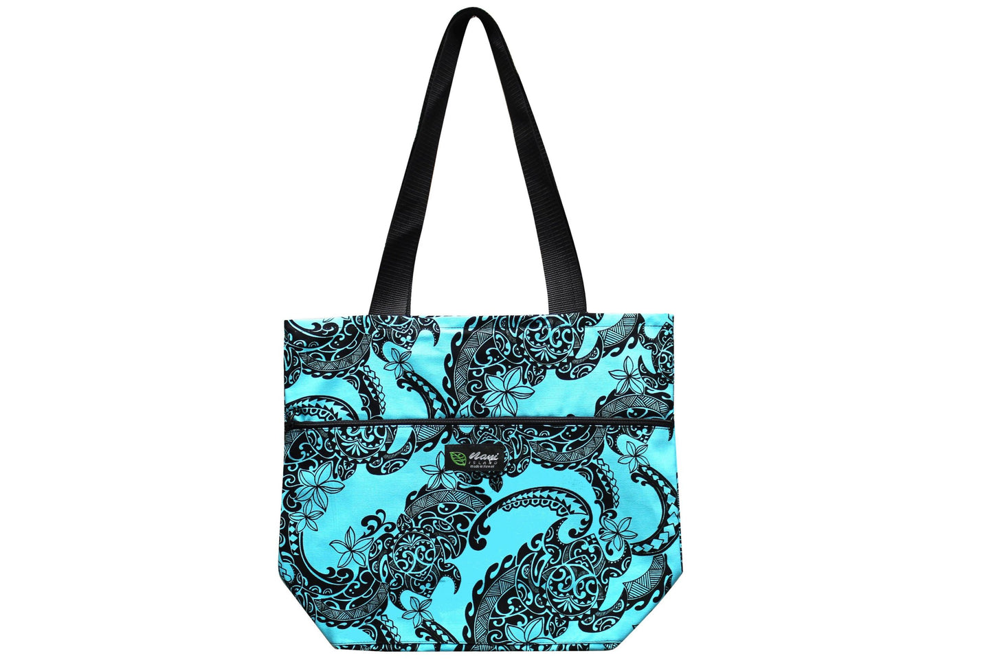 Tote Bag Zipper L - Tribal Tattoo Blue