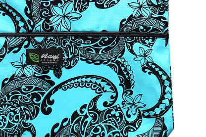 Tote Bag Zipper L - Tribal Tattoo Blue