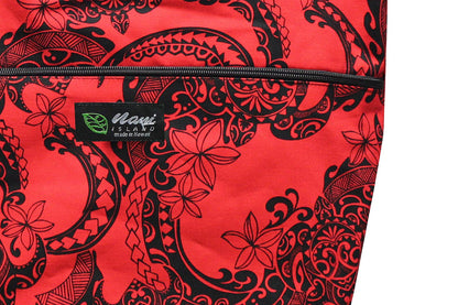 Tote Bag Zipper L - Tribal Tattoo Red