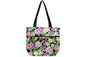 Tote Bag Zipper L - Tropical Plumeria Black