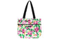 Tote Bag Zipper L - Tropical Plumeria Cream