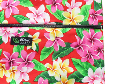 Tote Bag Zipper L - Tropical Plumeria Red