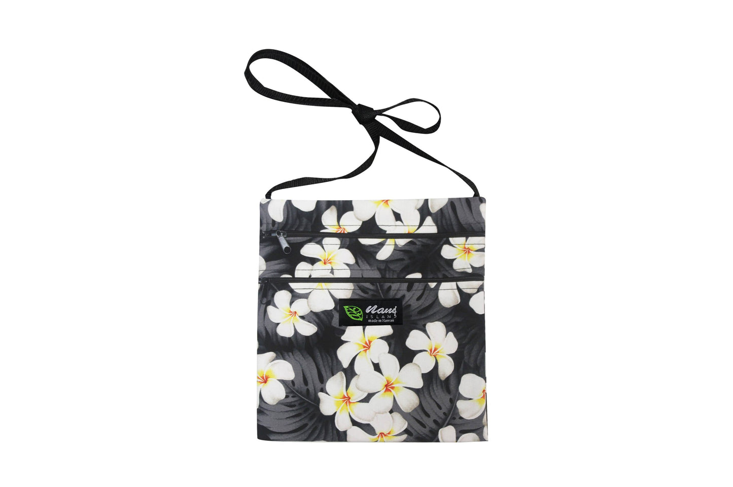 Passport Bag L - Modern Plumeria Black