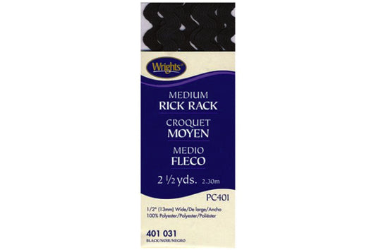 Wrights Medium Rack Bias 2.5yd Black