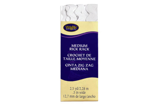 Wrights Medium Rack Bias 2.5yd White