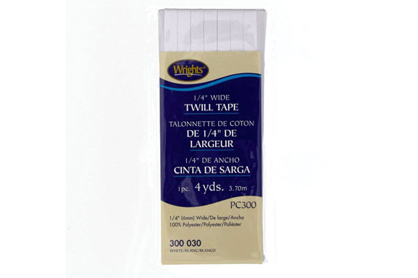 Wrights Polyester Twill Tape 1/4" White