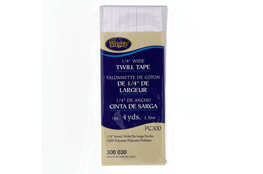 Wrights Polyester Twill Tape 1/4" White