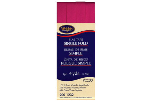 Wrights Tape Single Fold Bias 4yd Berry Sorbet