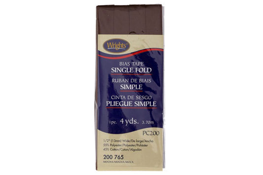 Wrights Tape Single Fold Bias 4yd Mocha