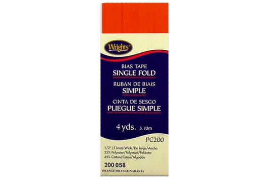 Wrights Tape Single Fold Bias 4yd Orange