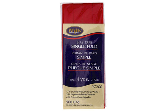 Wrights Tape Single Fold Bias 4yd Scarlet