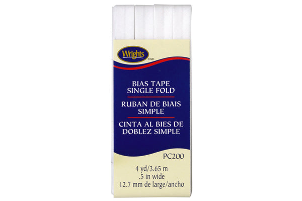 Wrights Tape Single Fold Bias 4yd White