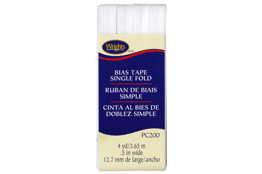 Wrights Tape Single Fold Bias 4yd White