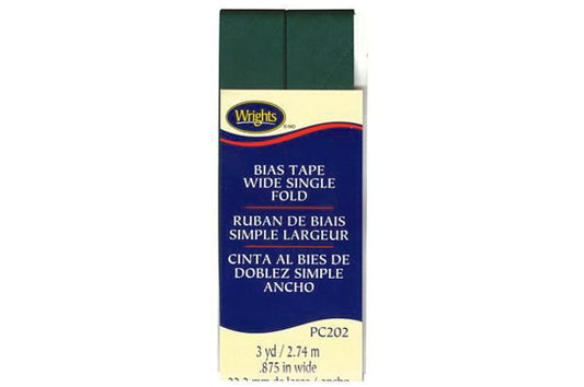 Wrights Tape Wide Single Fold Bias 3yd Jungle Green