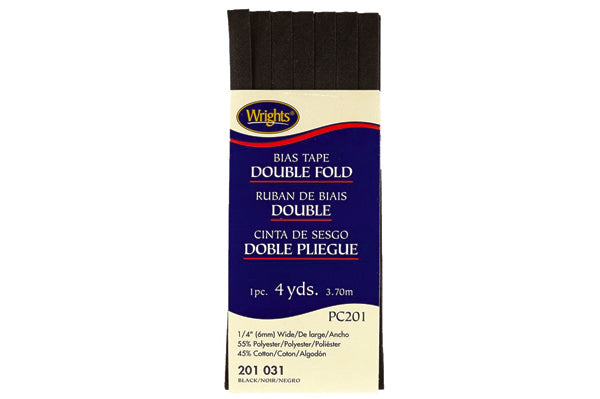Wrights Tape Double Fold Bias 4yd Black