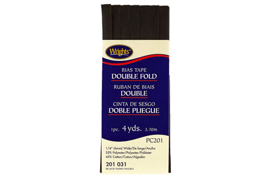 Wrights Tape Double Fold Bias 4yd Black